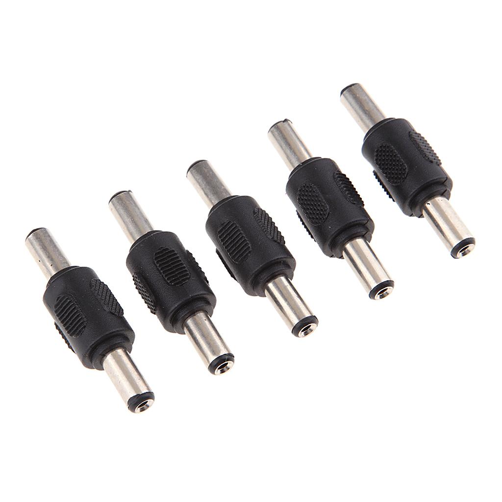 5Pcs DC Power Adapter 5.5x2.1mm Male to Male Plug Connector Converter