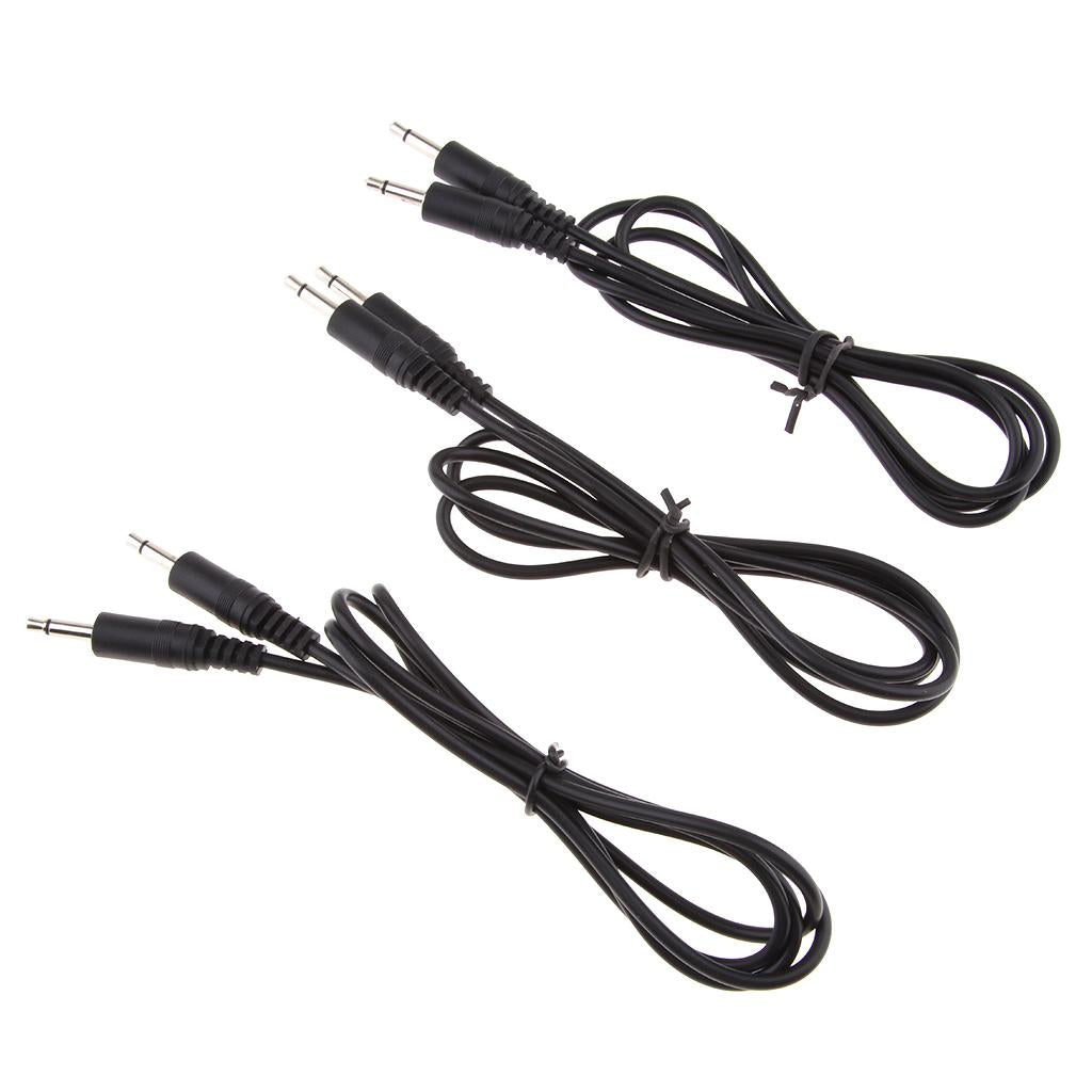 2x3Pcs 3.5mm Male to Male Mono Jack Headphone Audio Lead Cable Wire 1M Black