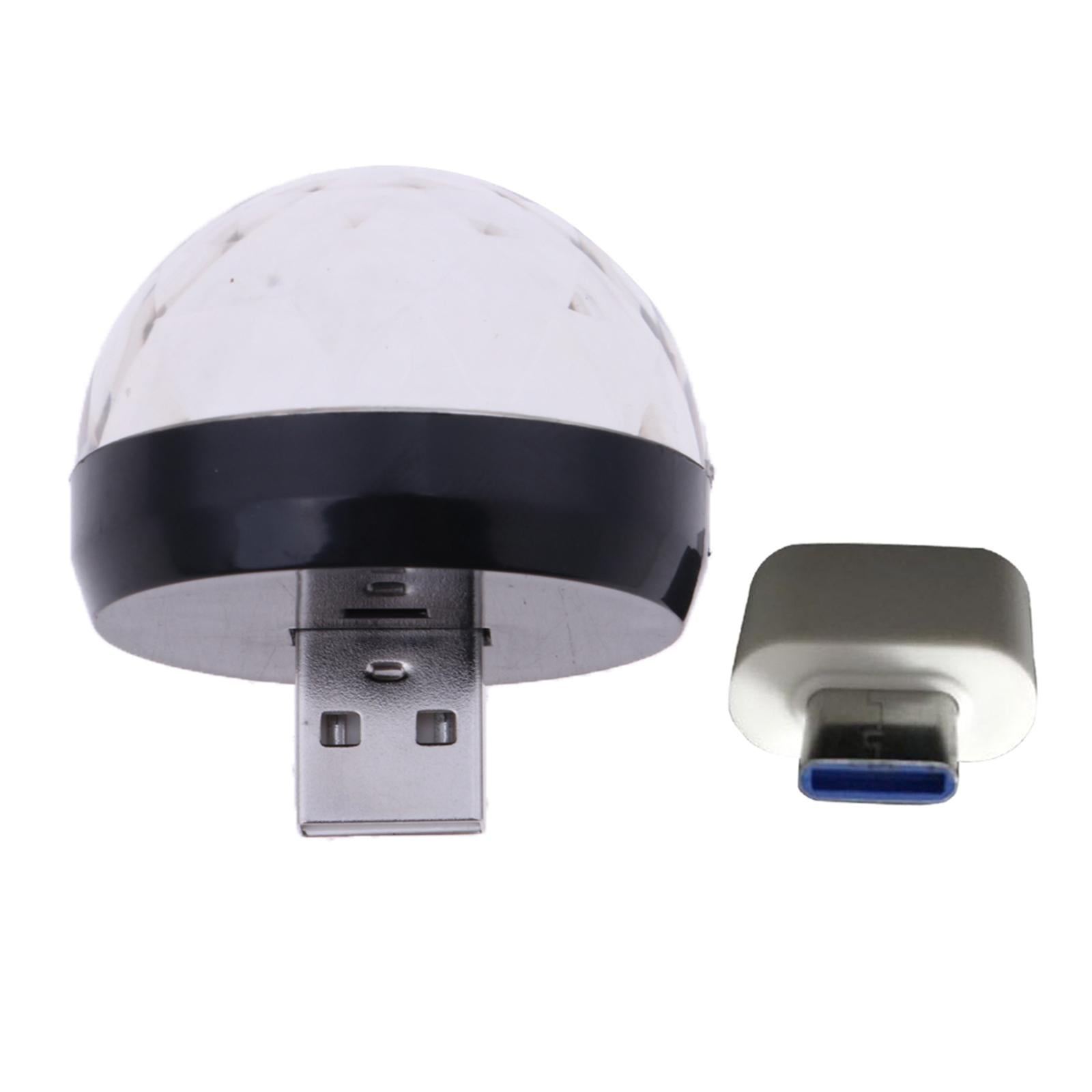 Mini USB Stage Disco Light Voice Control Magic Ball Lamp RGB LED Bulb Black