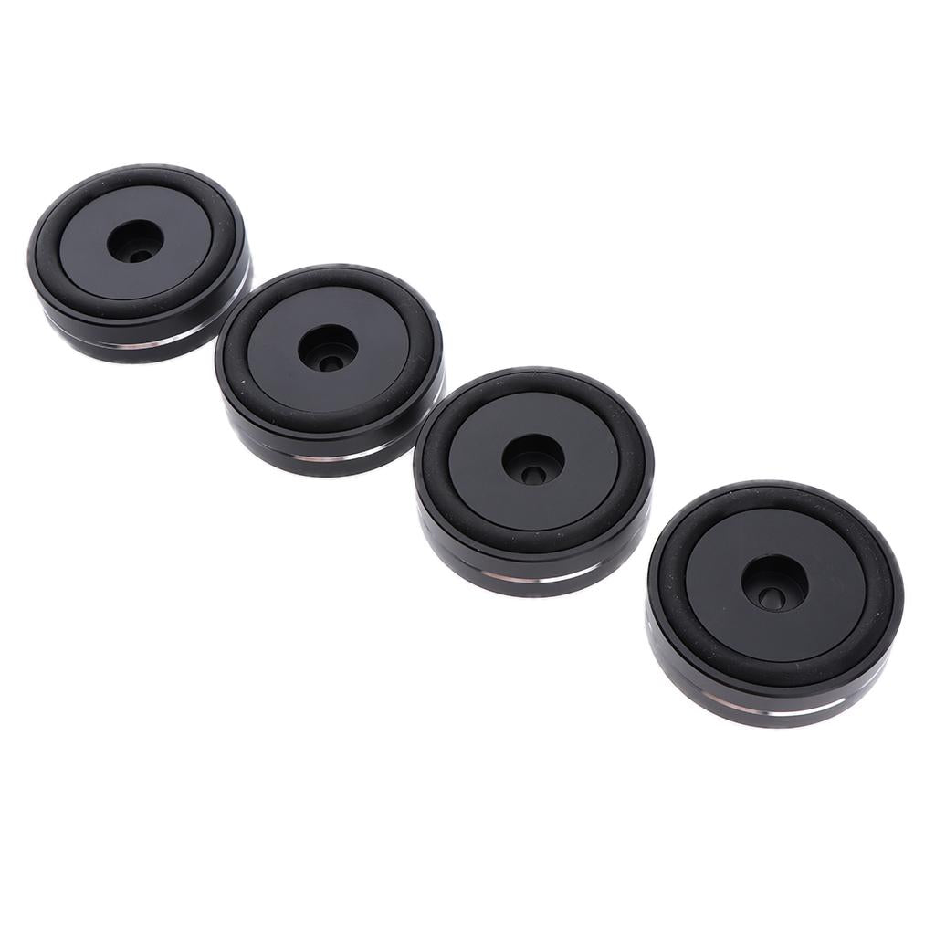 4x 50*15mm Aluminum Isolation Feet Pad Stand Base For CD Turntable Radio AMP Black