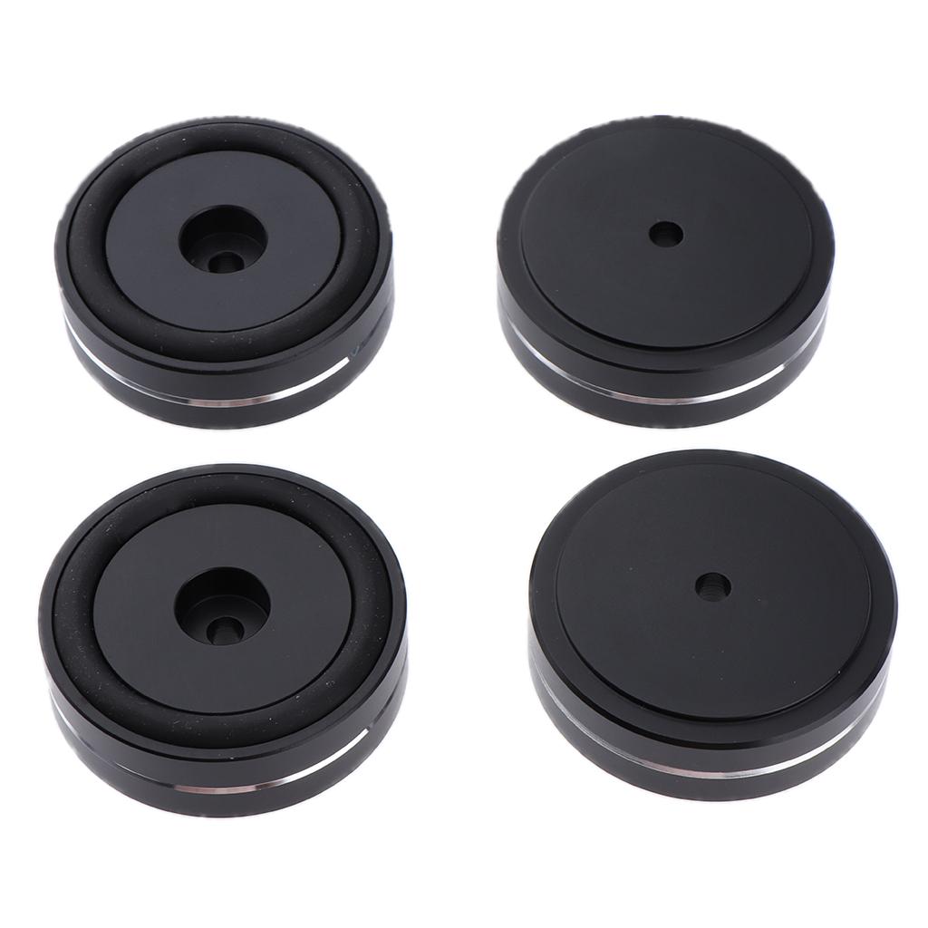 4x 50*15mm Aluminum Isolation Feet Pad Stand Base For CD Turntable Radio AMP Black
