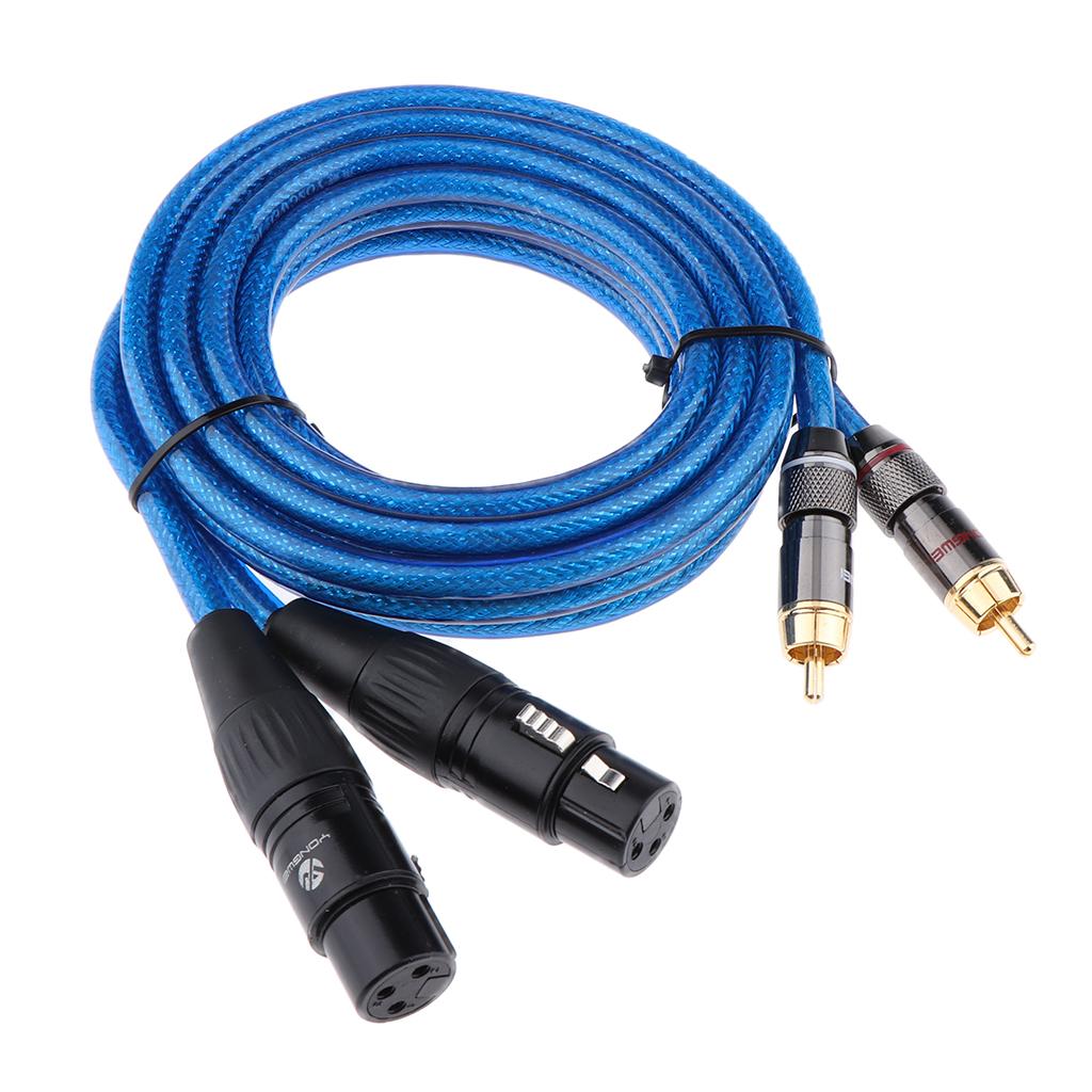 2 XLR Female to 2 RCA Male HIFI Audio Cable for Amplifier Mixer 2m