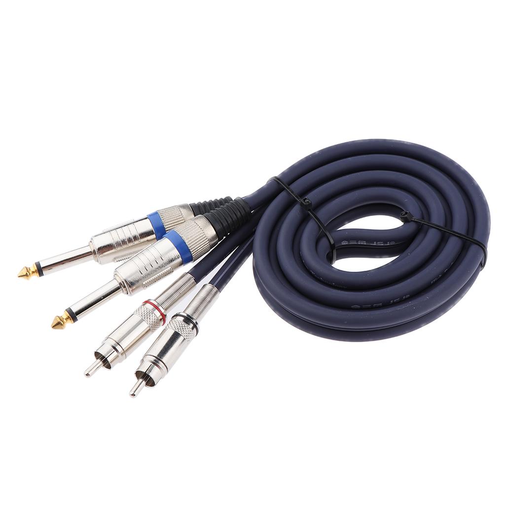 Audio Cable Dual 1/4 6.35mm to Dual RCA Phono for Mixer Amplifier 150cm"
