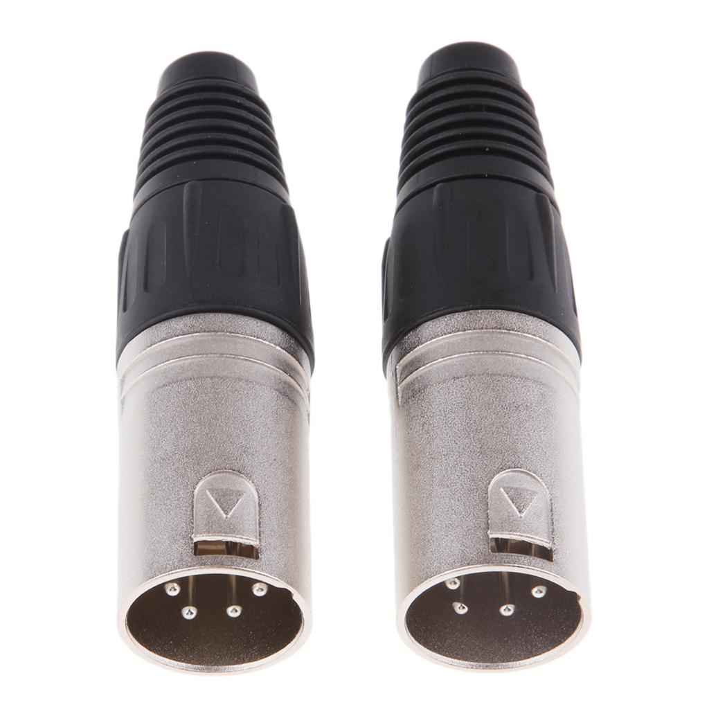2Pieces Metal 4Pin/4P XLR Connector Plug Male Audio Microphone Connector