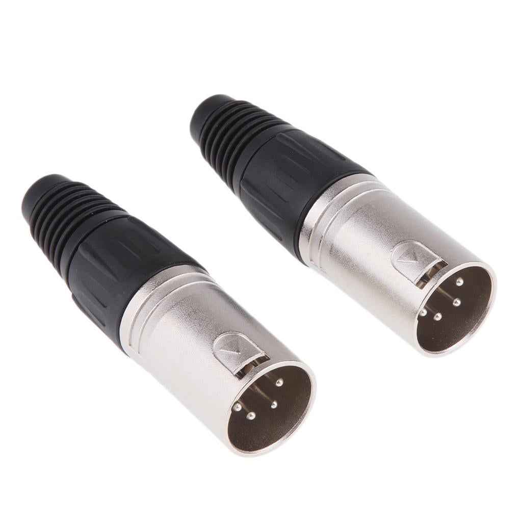 2Pieces Metal 4Pin/4P XLR Connector Plug Male Audio Microphone Connector