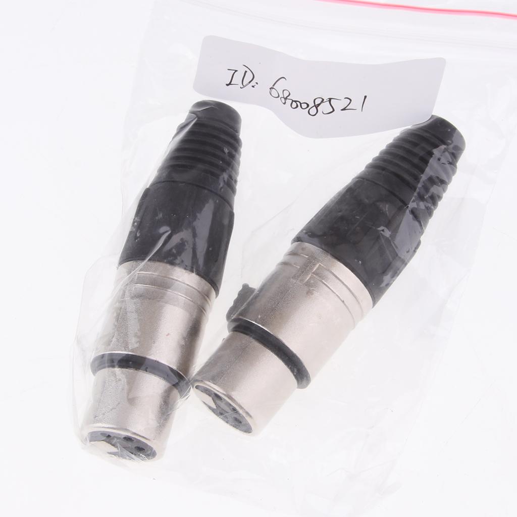 2 Pieces Metal 4Pin/4P XLR Connector Plug Female Audio Microphone Connector