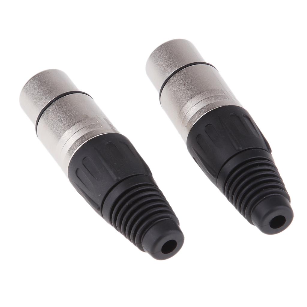 2 Pieces Metal 4Pin/4P XLR Connector Plug Female Audio Microphone Connector
