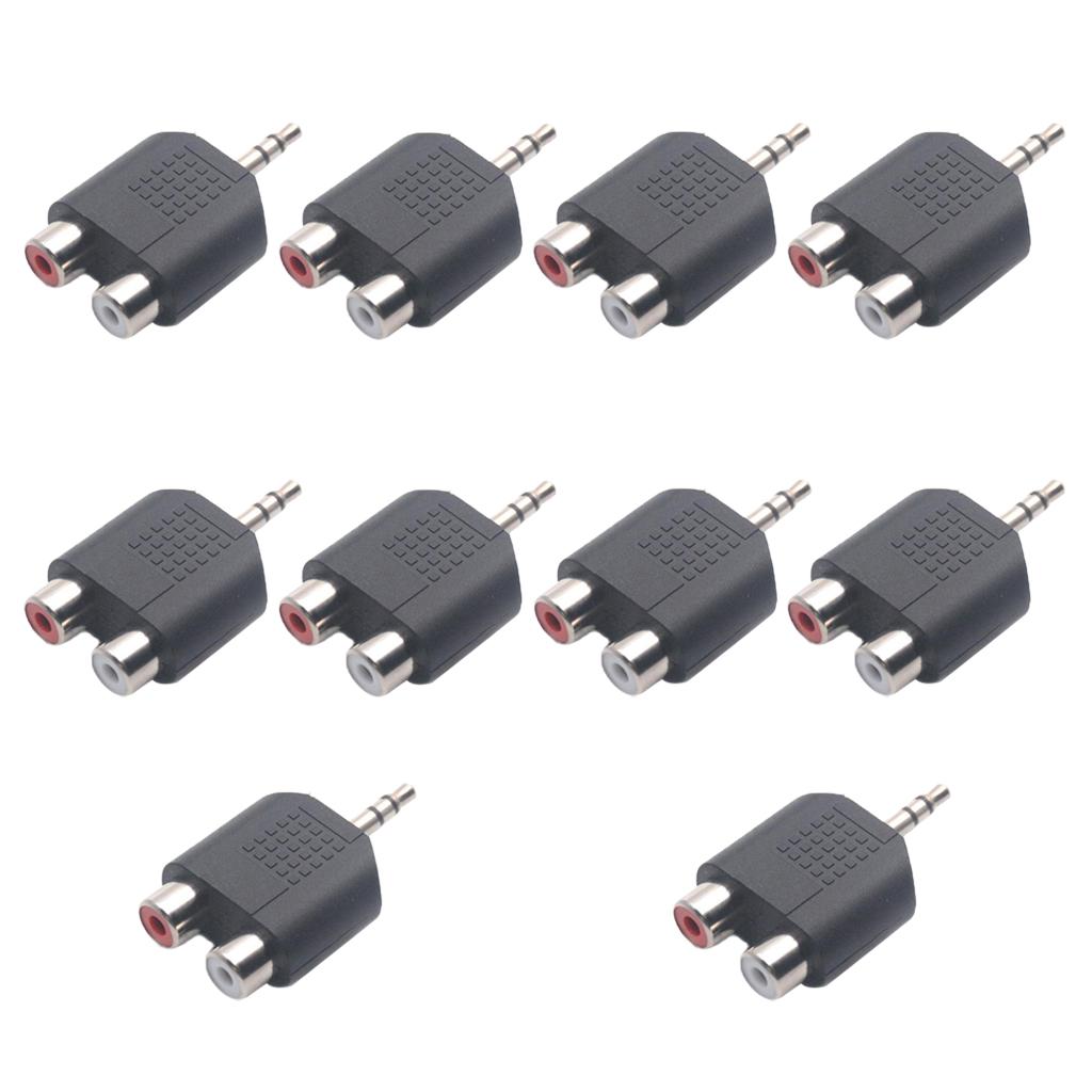 10pc 3.5mm to Dual 2 RCA Female Male Jack Y Splitter Audio Adapter Converter