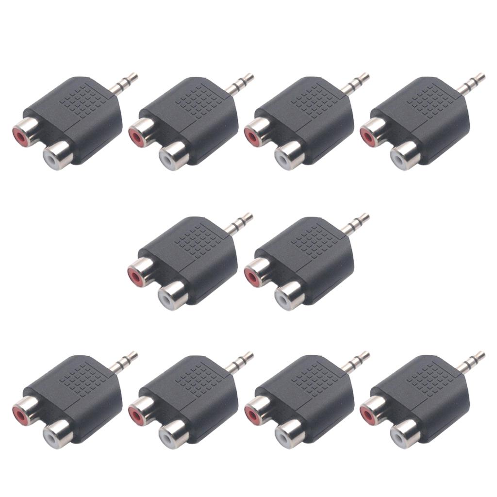 10pc 3.5mm to Dual 2 RCA Female Male Jack Y Splitter Audio Adapter Converter