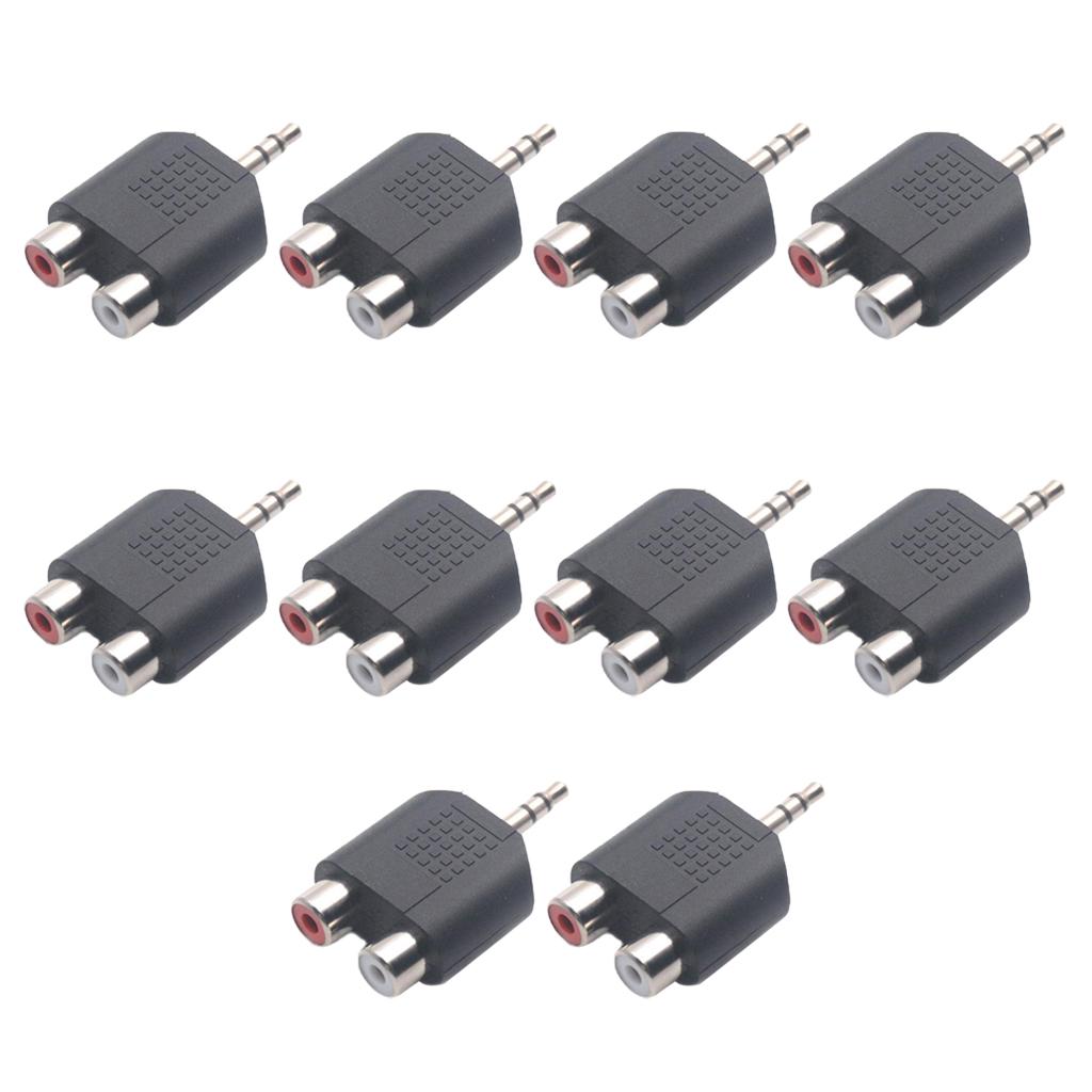 10pc 3.5mm to Dual 2 RCA Female Male Jack Y Splitter Audio Adapter Converter
