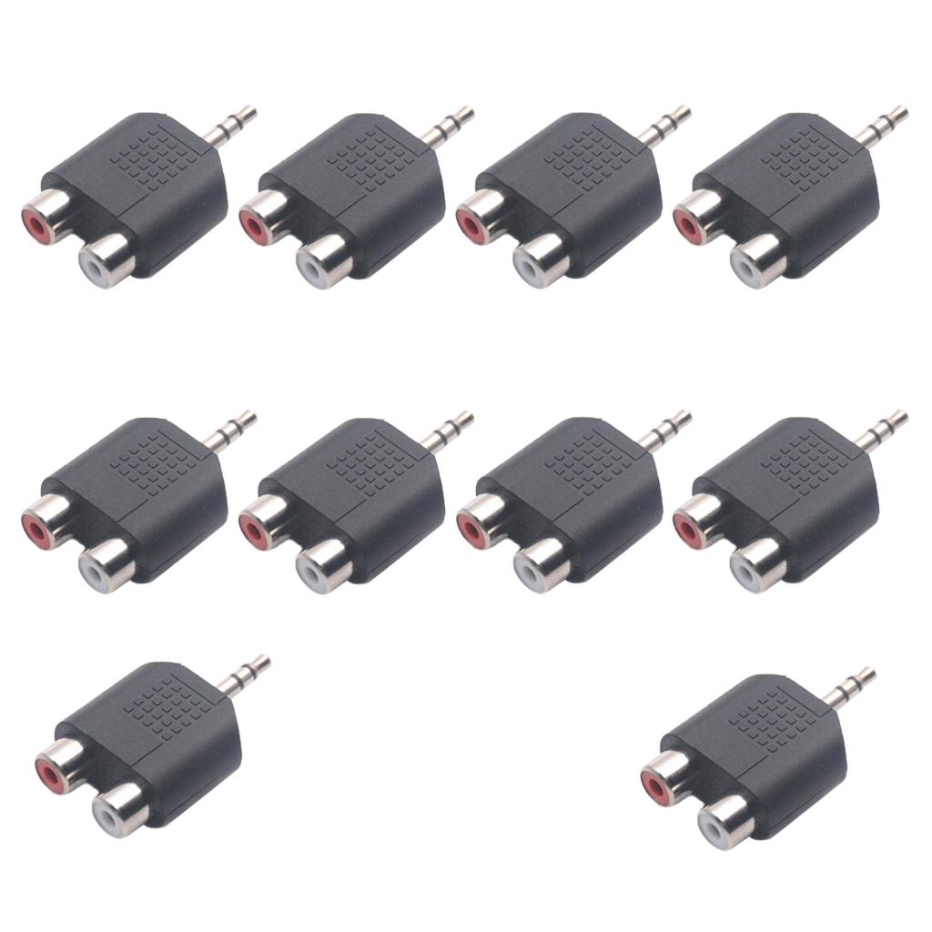 10pc 3.5mm to Dual 2 RCA Female Male Jack Y Splitter Audio Adapter Converter
