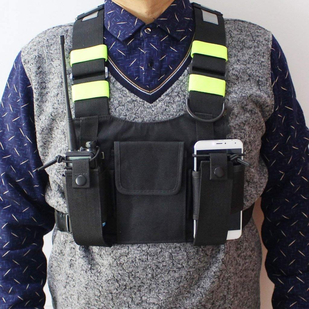 Two Way Radio Chest Harness Bag Fluorescence bankCard Holder