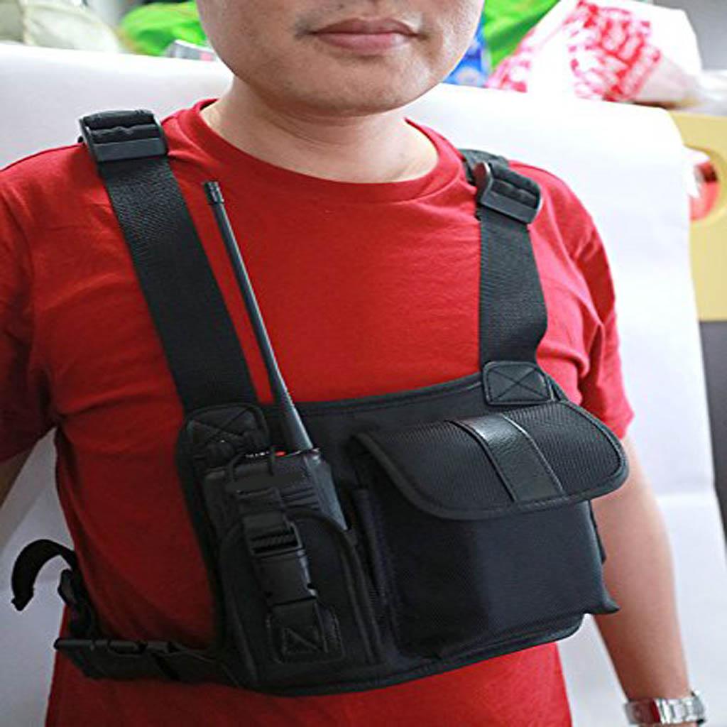 Radio Chest Harness Chest Front Pack Pouch Holster Vest Rig for 2 Way Radio