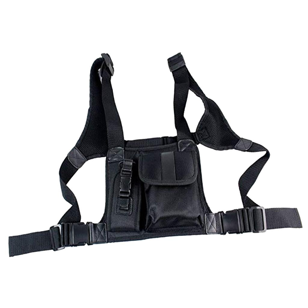 Radio Chest Harness Chest Front Pack Pouch Holster Vest Rig for 2 Way Radio