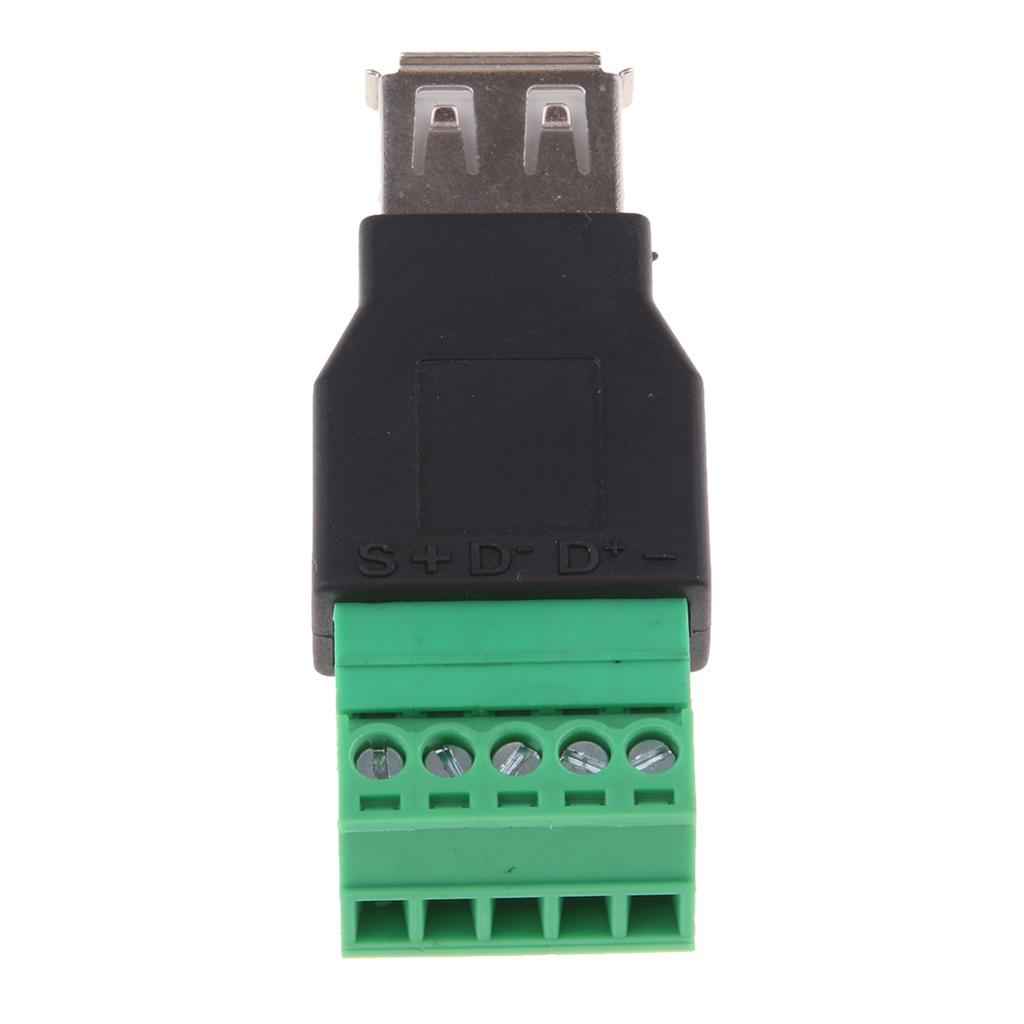 USB 2.0 A Female Plug to 5 Pin/Way Female Bolt Screw Shield terminals Pluggable Type Adapter
