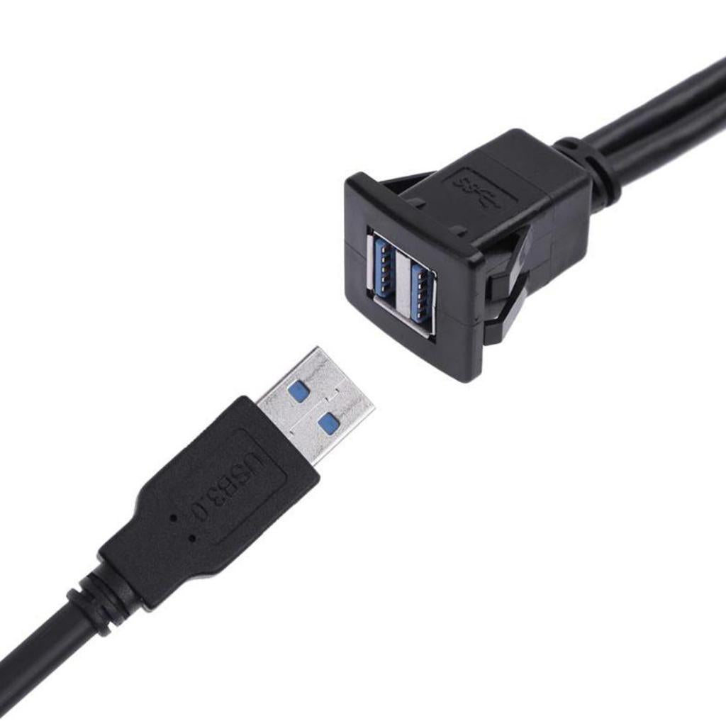 USB 3.0 Extension Flush Dash Panel Mount Cable for Car, Boat, Motorcycle 2m