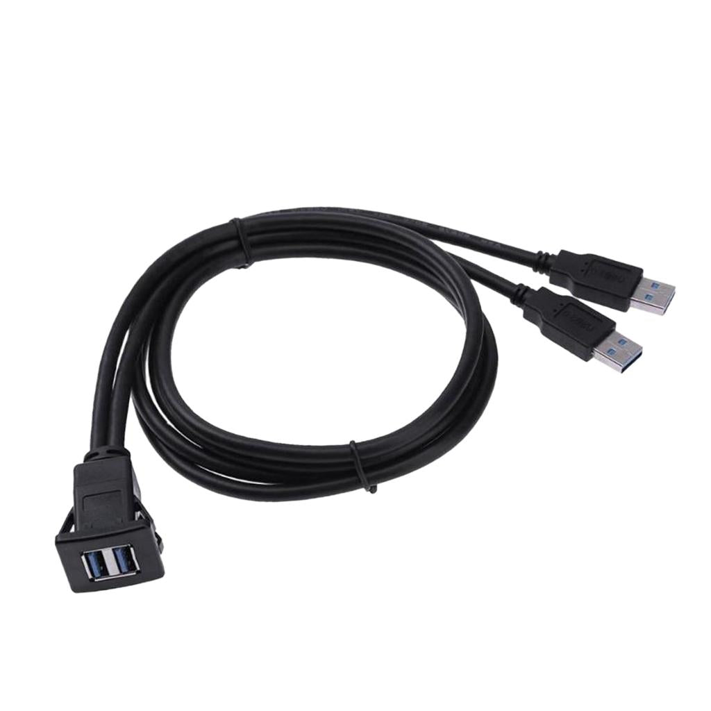 USB 3.0 Extension Flush Dash Panel Mount Cable for Car, Boat, Motorcycle 2m