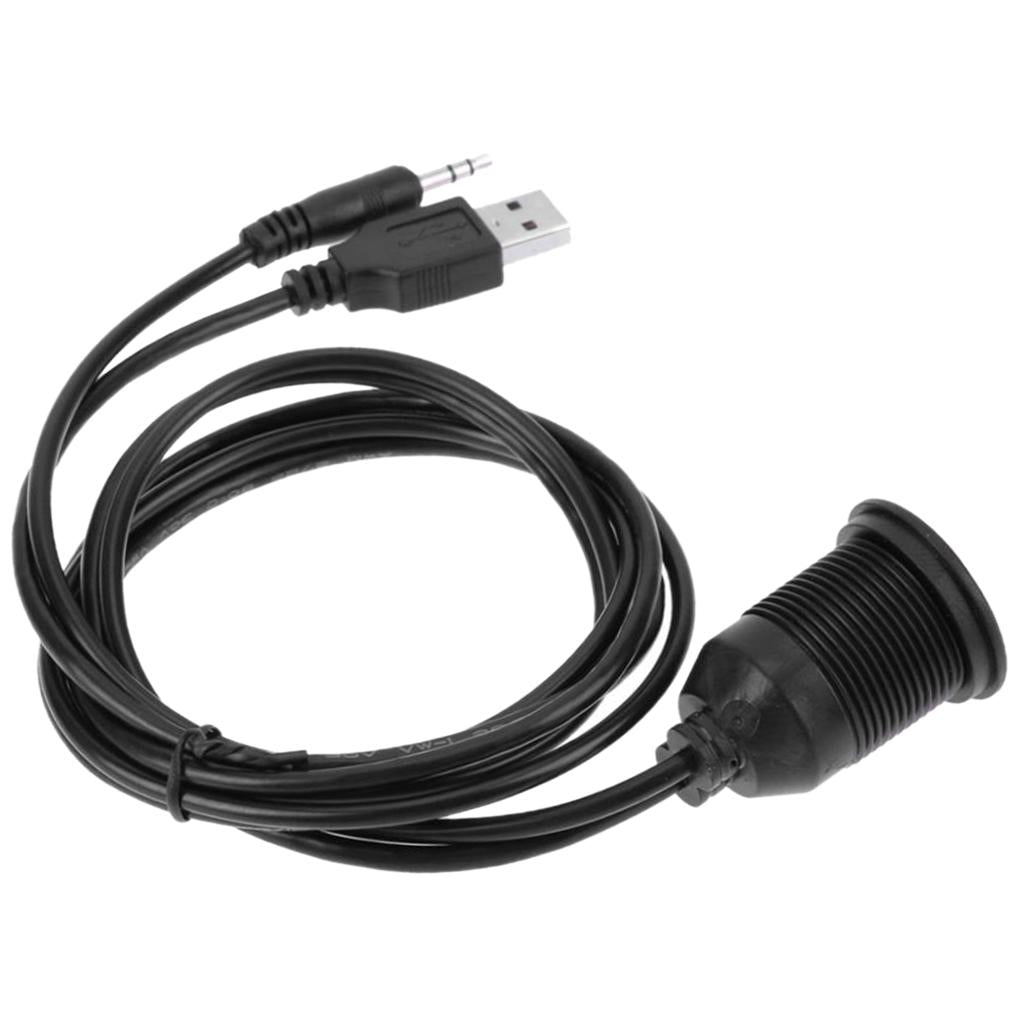 1 M Motor Car Panel Extension Cable USB 2.0 Male to Female with 3.5mm Aux Port Extension Cable