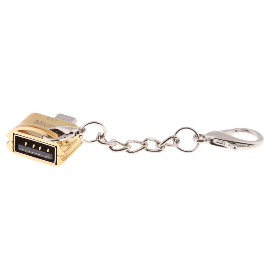 USB A Female to Micro USB Male OTG Adapter Connector for Phone Laptop Gold