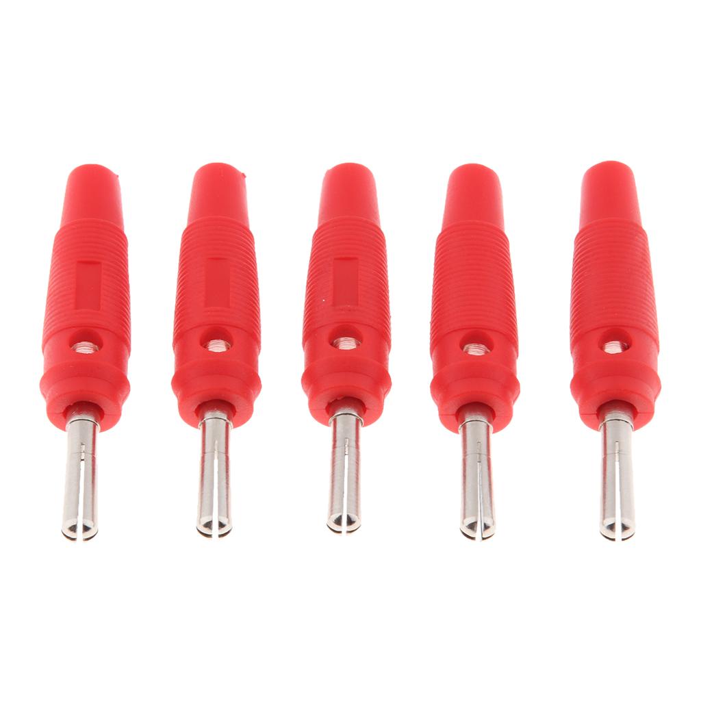 5Pieces 4mm Wire Audio Speaker Cable Banana Plug Connectors Adapter red