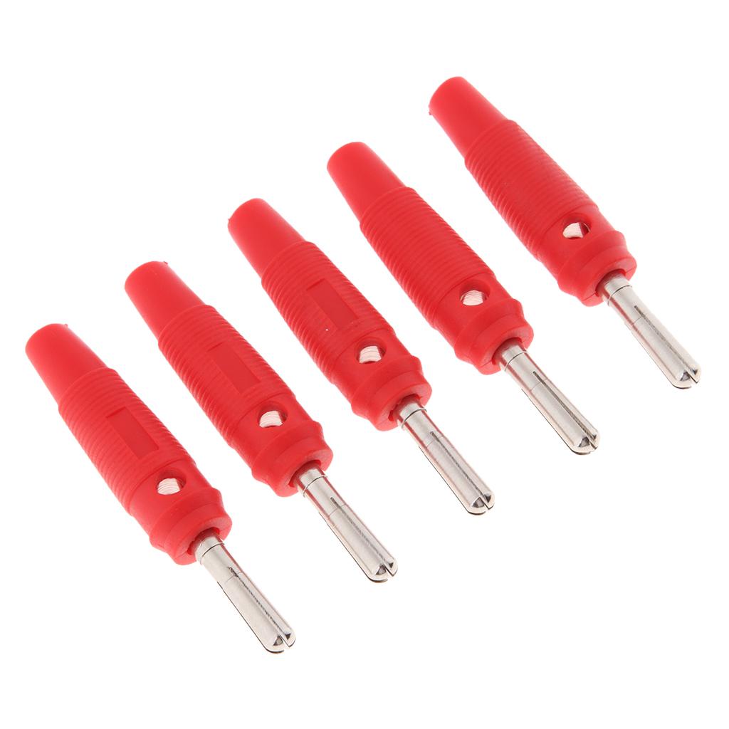 5Pieces 4mm Wire Audio Speaker Cable Banana Plug Connectors Adapter red