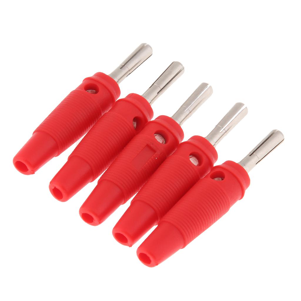 5Pieces 4mm Wire Audio Speaker Cable Banana Plug Connectors Adapter red