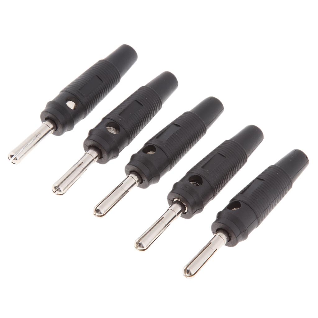 5Pieces 4mm Wire Audio Speaker Cable Banana Plug Connectors Adapter black