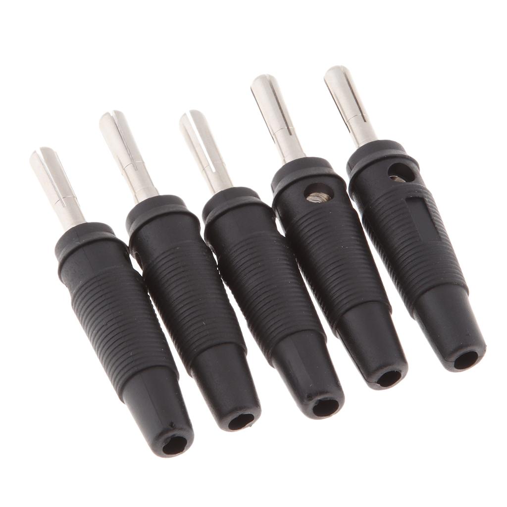 5Pieces 4mm Wire Audio Speaker Cable Banana Plug Connectors Adapter black