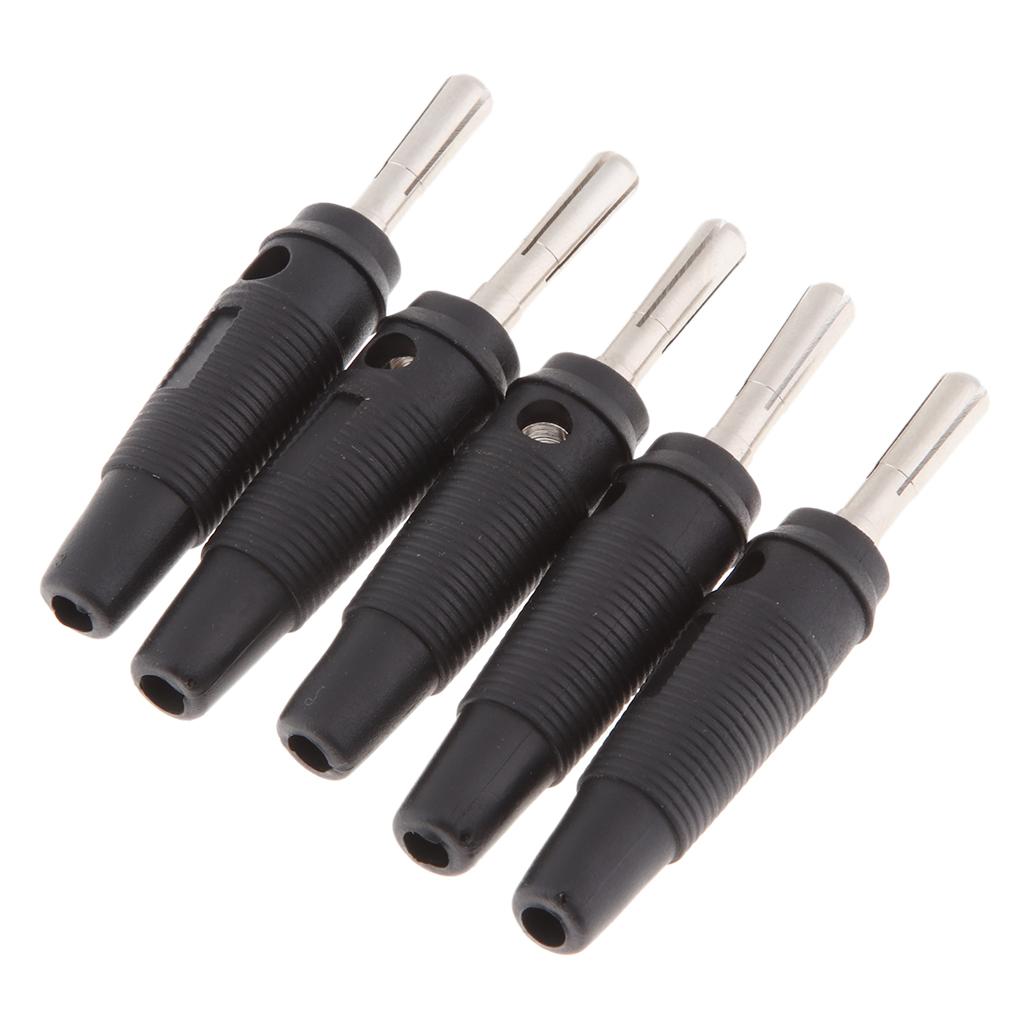 5Pieces 4mm Wire Audio Speaker Cable Banana Plug Connectors Adapter black