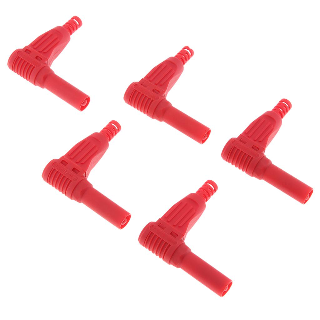 5Piece 4mm Right Angle Banana Male Plug for Multimeter Pen Line Red