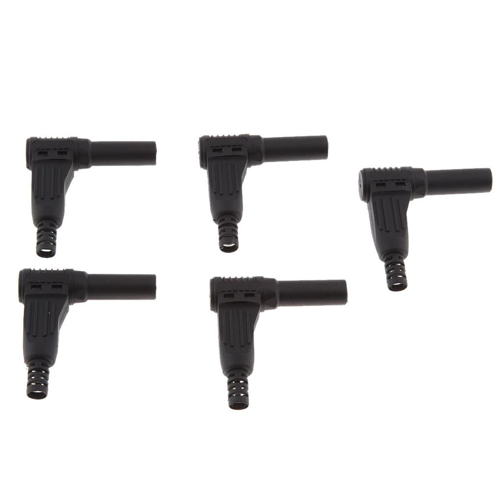 5Piece 4mm Right Angle Banana Male Plug for Multimeter Pen Line Black