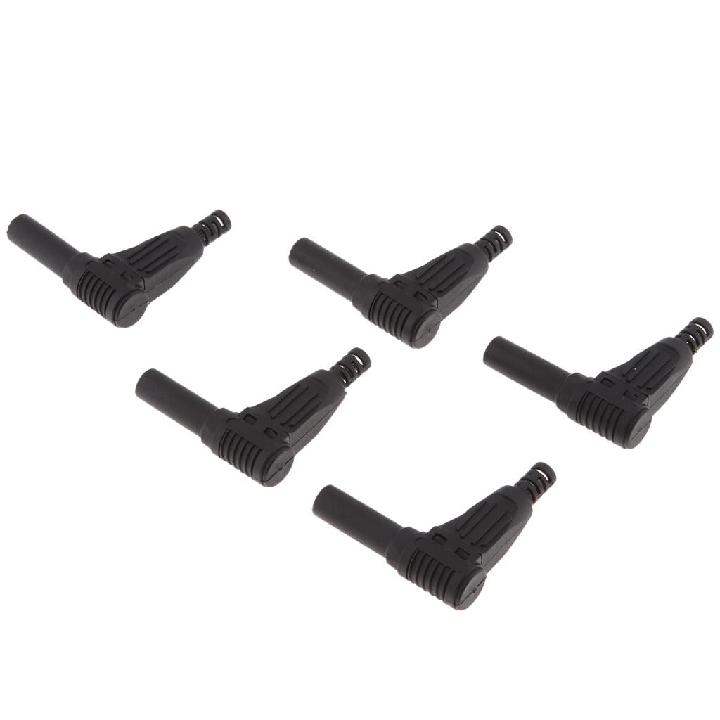 5Piece 4mm Right Angle Banana Male Plug for Multimeter Pen Line Black
