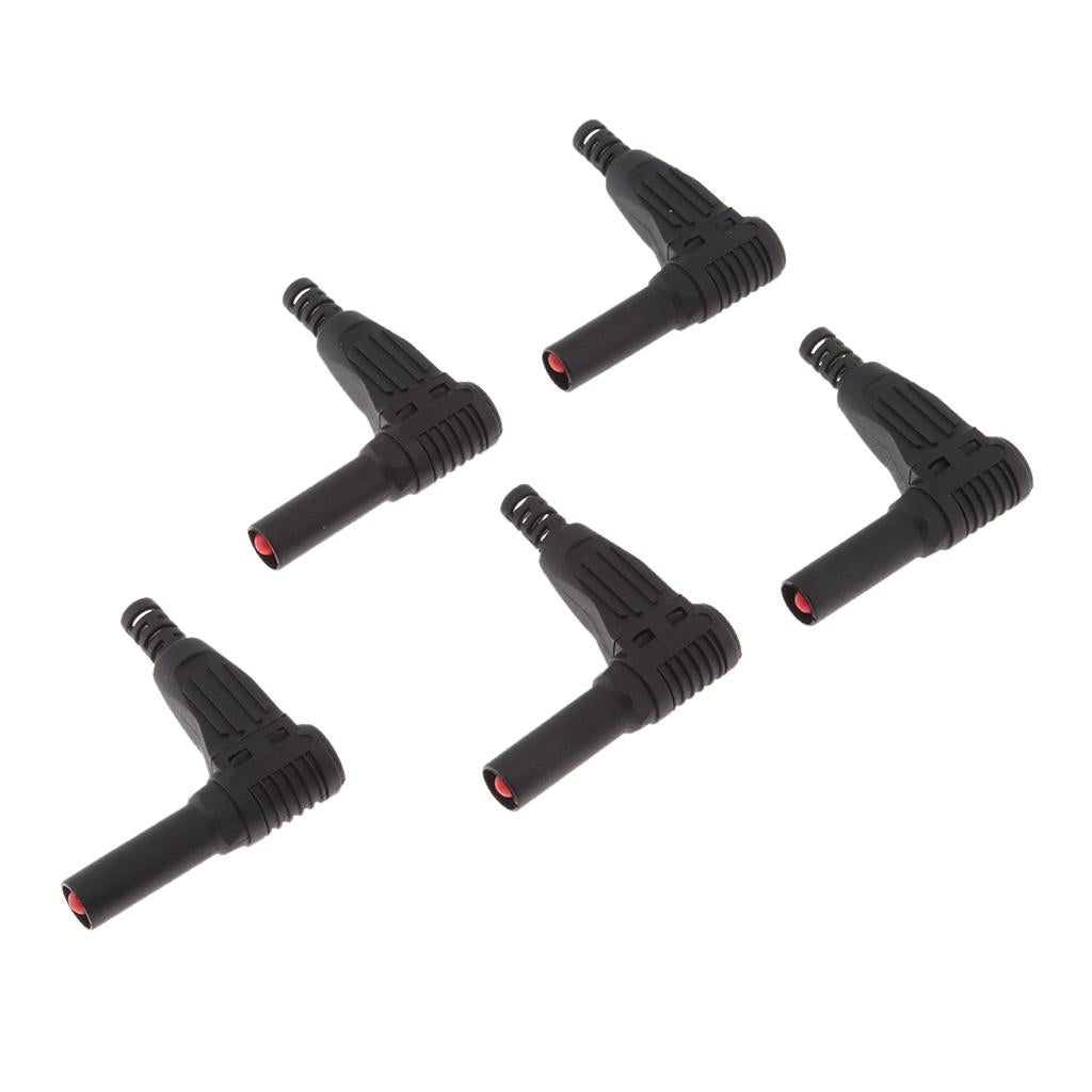 5Piece 4mm Right Angle Banana Male Plug for Multimeter Pen Line Black