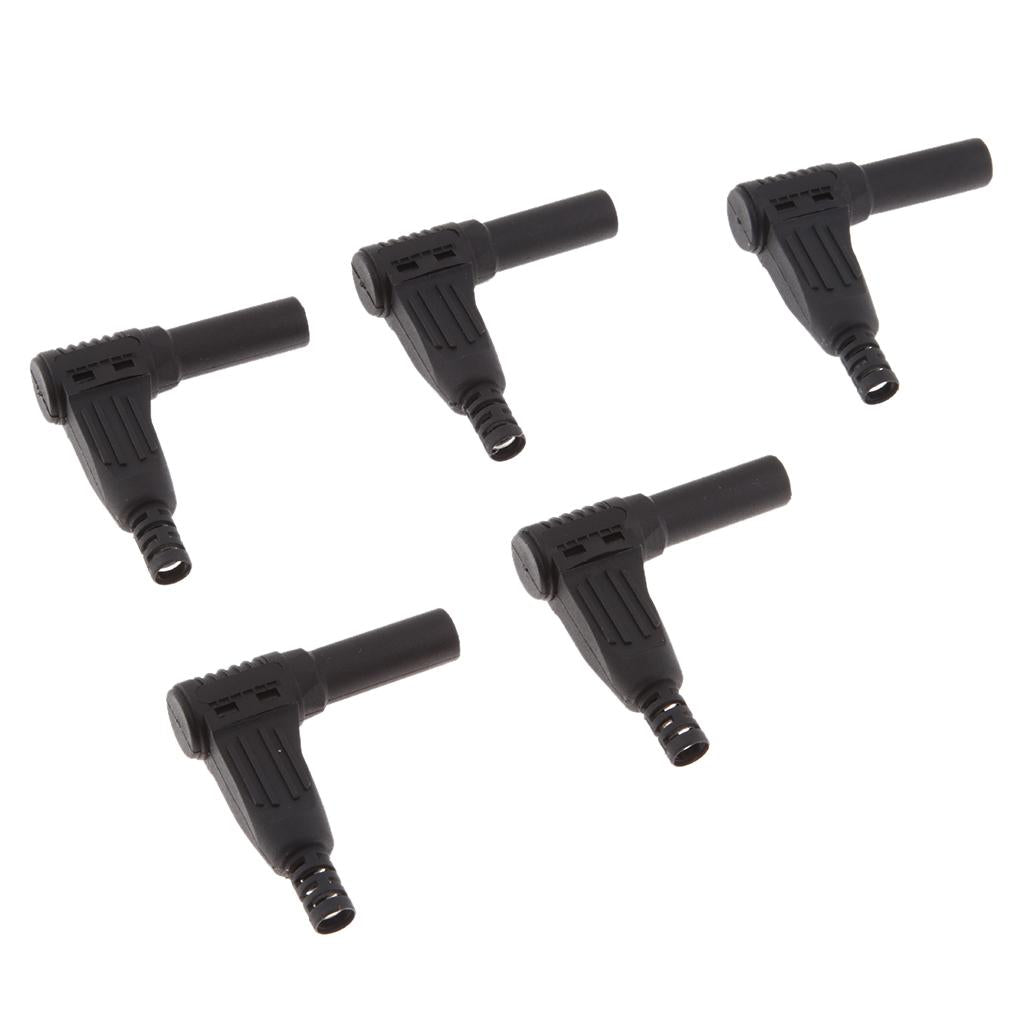 5Piece 4mm Right Angle Banana Male Plug for Multimeter Pen Line Black