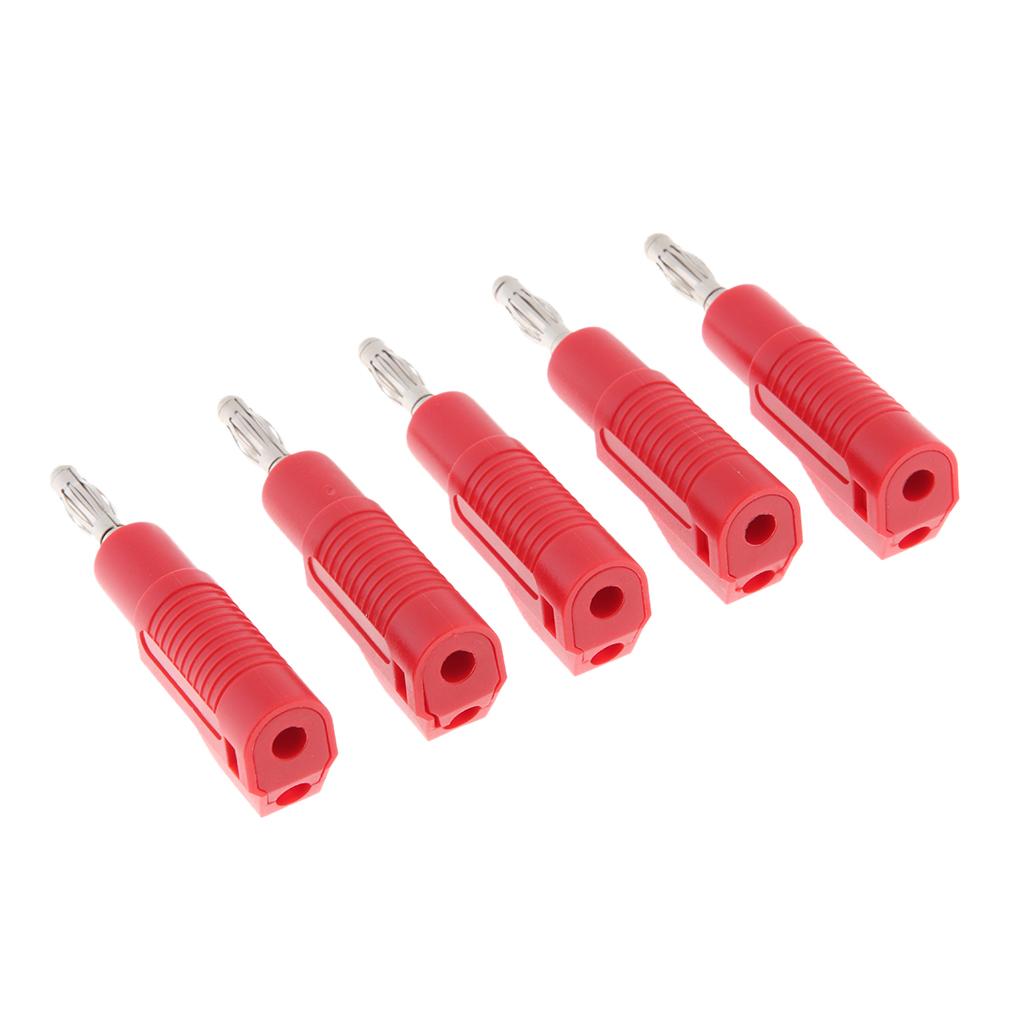 5Pcs Unshrouded Stackable 4mm Banana Plug Speaker Cable Connectors red