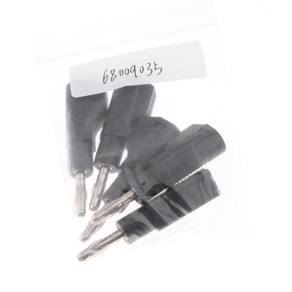 5Pcs Unshrouded Stackable 4mm Banana Plug Speaker Cable Connectors black