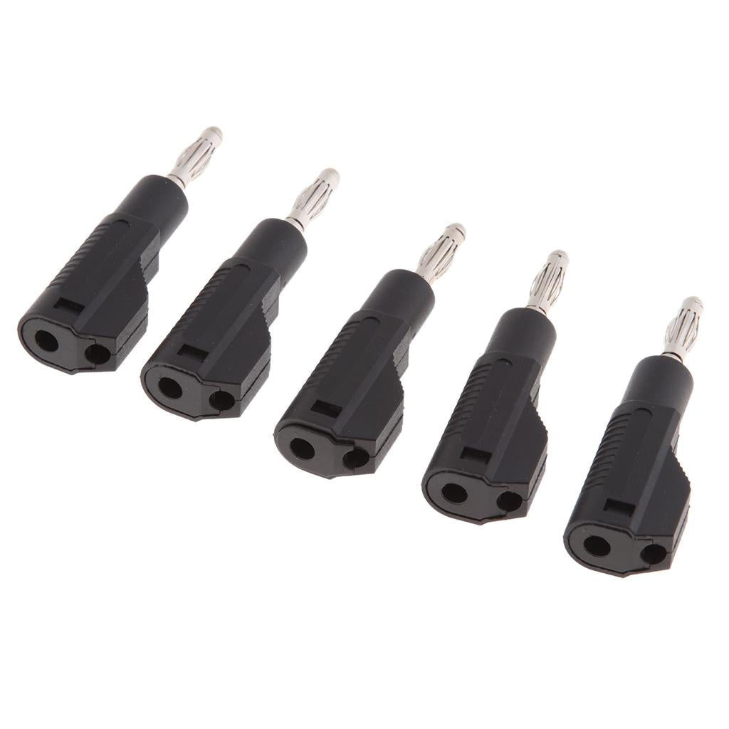 5Pcs Unshrouded Stackable 4mm Banana Plug Speaker Cable Connectors black