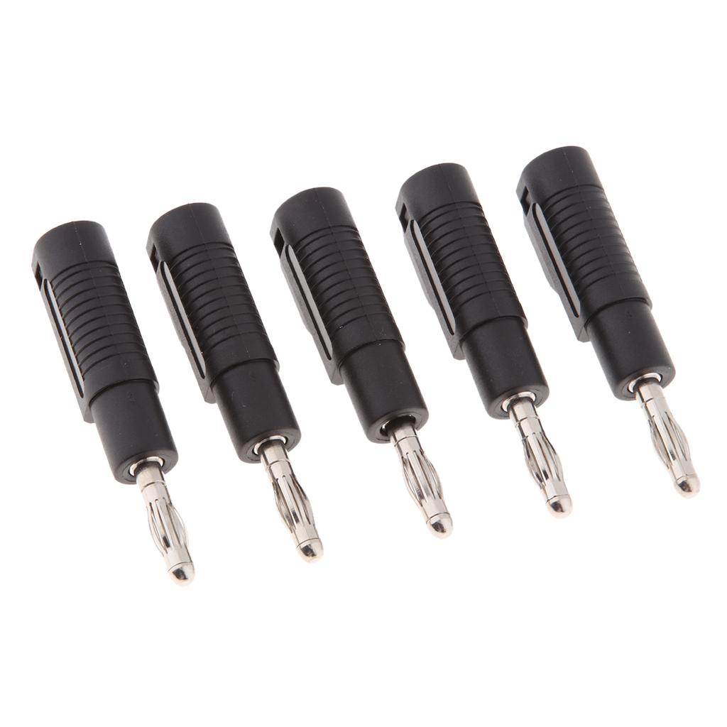 5Pcs Unshrouded Stackable 4mm Banana Plug Speaker Cable Connectors black