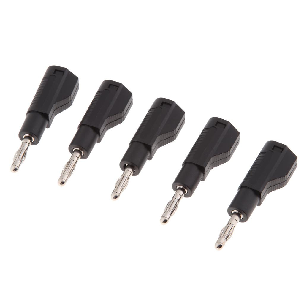 5Pcs Unshrouded Stackable 4mm Banana Plug Speaker Cable Connectors black