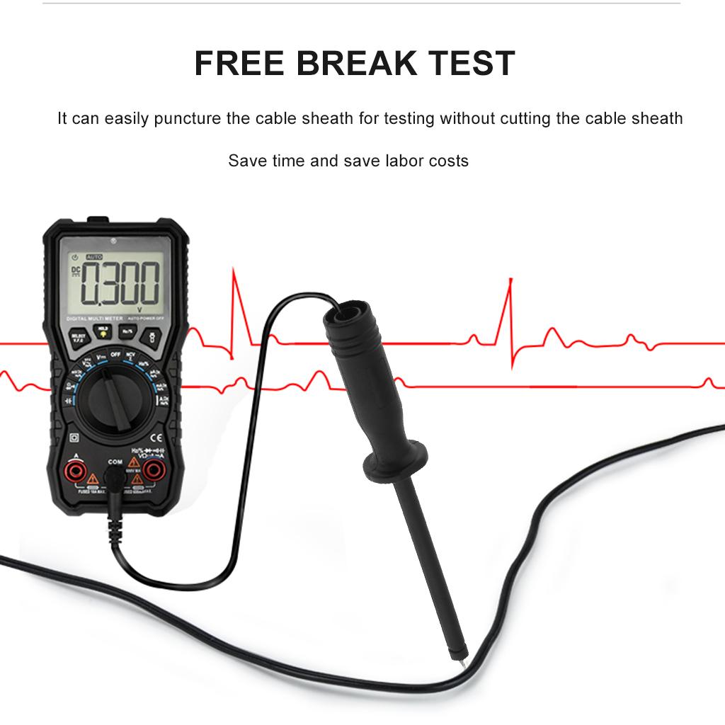 1000V Insulation Piercing Needle Test Probes with 4mm Banana Socket Black