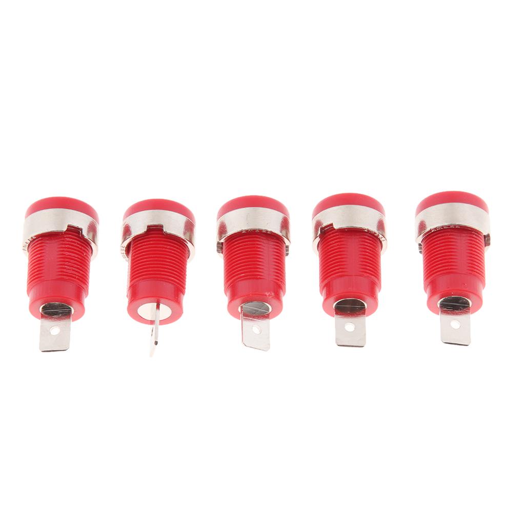 5Pieces 4mm Banana Jack Binding Post Nut for Multimeter Banana Socket red