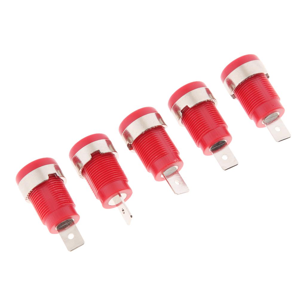5Pieces 4mm Banana Jack Binding Post Nut for Multimeter Banana Socket red
