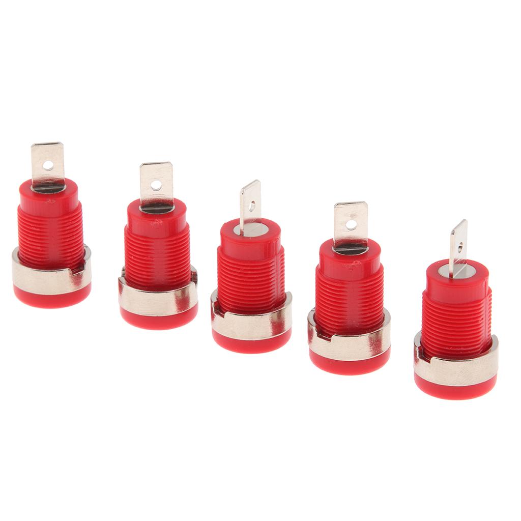 5Pieces 4mm Banana Jack Binding Post Nut for Multimeter Banana Socket red