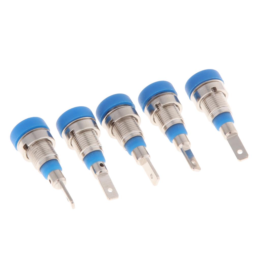 5Pieces 2mm Banana Jack Binding Post Nut for Multimeter Banana Socket blue