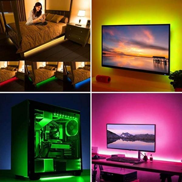 DC 5V USB LED RGB Strip Light TV Back Lighting with 24-Key Remote 4 meters