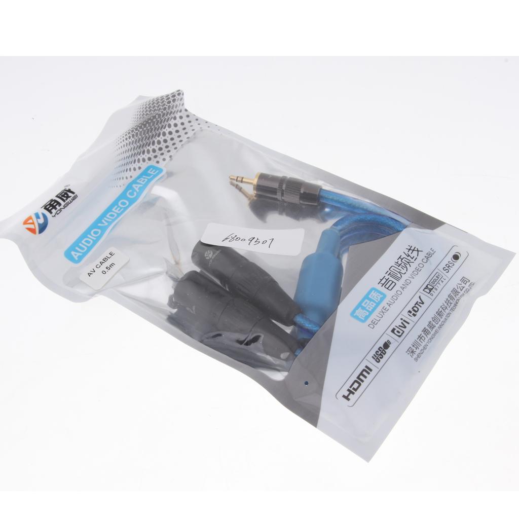 3.5mm 1/8inch Jack Plug to Dual XLR Male Plug Audio Cable 0.5m