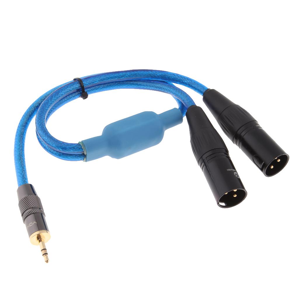 3.5mm 1/8inch Jack Plug to Dual XLR Male Plug Audio Cable 0.5m