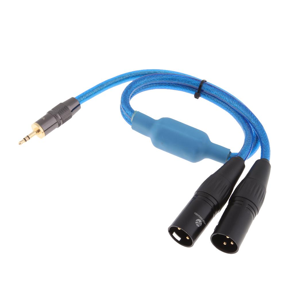 3.5mm 1/8inch Jack Plug to Dual XLR Male Plug Audio Cable 0.5m
