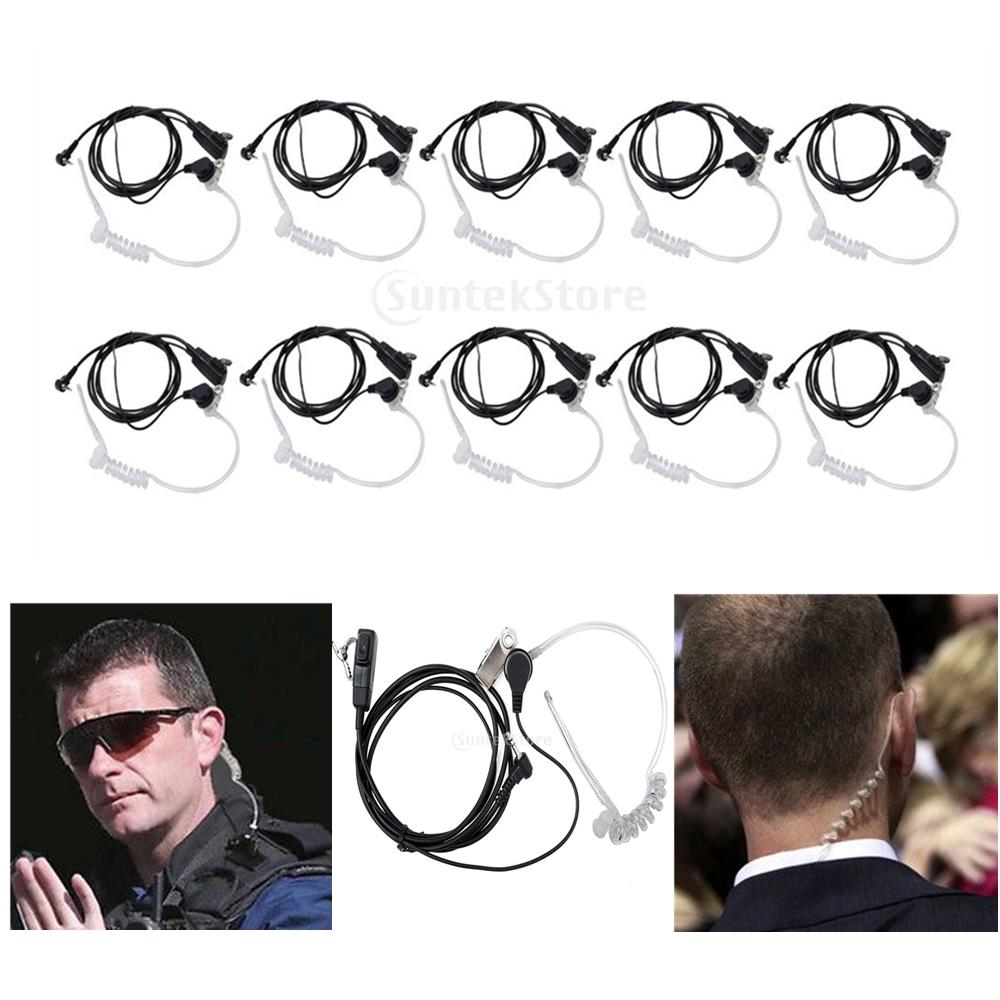 10pcs Advanced Covert Acoustic Tube Bodyguard FBI Earpiece Headset PTT Mic
