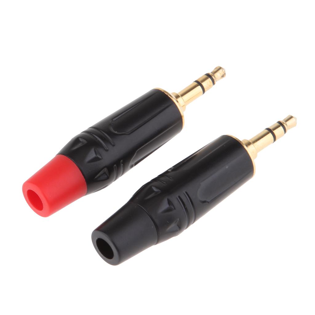 2Pcs 3.5mm 3Pole Male Repair Earphones Audio Solder Jack Plug Adapter